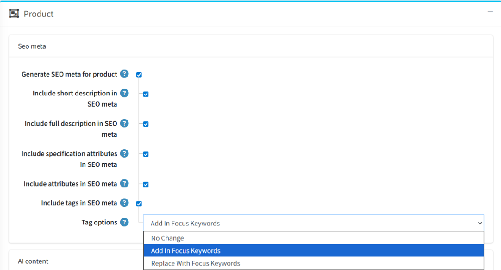 ai content generator & seo plugin seo meta settings